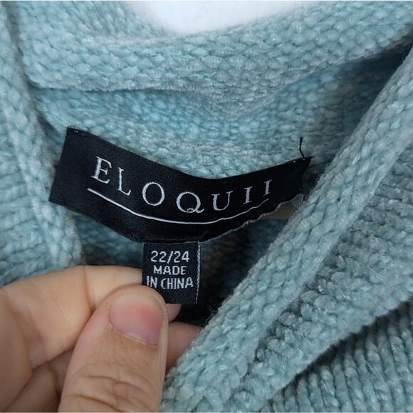 Eloquii Green Knit Long Sleeve Mock Neck Sweater - Picture 6 of 7